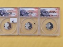 PERFECT! Two ANACS PR-70 Deep Cameo Proof Jefferson Nickels and One ANACS PR-69 Deep Cameo