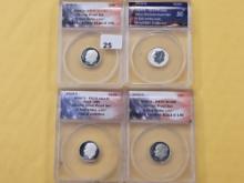 PERFECT! Four ANACS Proof 70 Deep Cameo Roosevelt Dimes