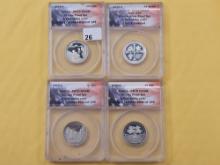PERFECT! Four ANACS Proof 70 Deep Cameo America the Beautiful Quarters