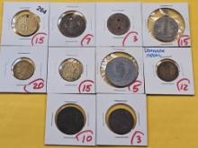 Ten Mixed Exonumia Items