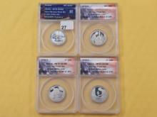 PERFECT! Four ANACS Proof 70 Deep Cameo America the Beautiful Quarters