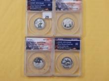PERFECT! Four ANACS Proof 70 Deep Cameo America the Beautiful Quarters
