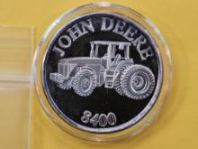 JOHN DEERE SILVER! One Ounce GEM Proof .999 Fine Silver Art round