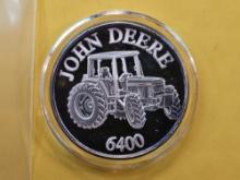 JOHN DEERE SILVER! One Ounce GEM Proof .999 Fine Silver Art round