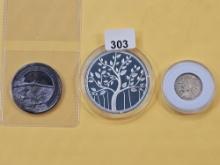 Three .999 fine Silver Proof Art Rounds