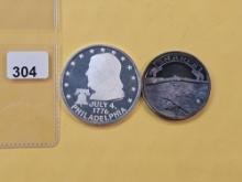Two .999 fine Silver Proof Art Rounds