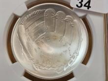 PERFECT! NGC 2014 Baseball Hall of Fame Commemorative Silver Dollar in Mint State 70