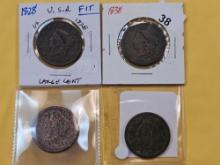 Four Circulated Large Cents