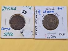 1864 and 1865 Two Cent Pieces