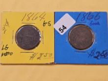 1864 and 1866 Two Cent Pieces