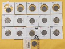 Sixteen Mixed US Nickels