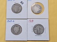 Four US Silver Quarters