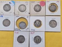 Ten Mixed, Circulated US Silver Quarters