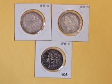 Three Better Date Morgan Silver Dollars