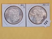 Two Brilliant About Uncirculated Plus Morgan Silver Dollars