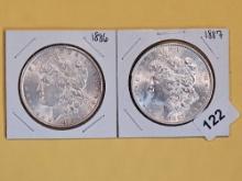 Two Brilliant About Uncirculated Plus Morgan Silver Dollars