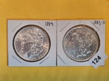 Two Brilliant About Uncirculated Plus Morgan Silver Dollars