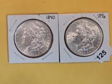 Two Brilliant About Uncirculated Plus Morgan Silver Dollars