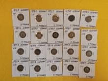 Twenty, nice, mixed German coins