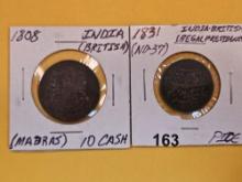 1808 and 1831 British-India coins