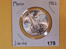 GEM Brilliant Uncirculated 1982 Mexico silver Onza