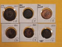 Six older Canadian Bank Tokens