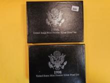 1996 and 1998 US Premier SILVER Proof Sets