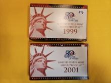 1999 and 2001 US SILVER Proof Sets