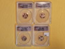 Four ANACS-graded Mint State 67 RED Lincoln Cents