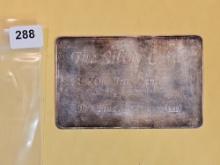 One Troy ounce .999 fine silver art bar