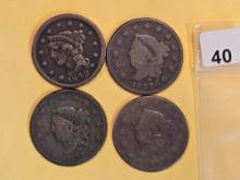 Four Braided Hair and Coronet Head Large Cents