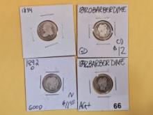 Four mixed silver Dimes