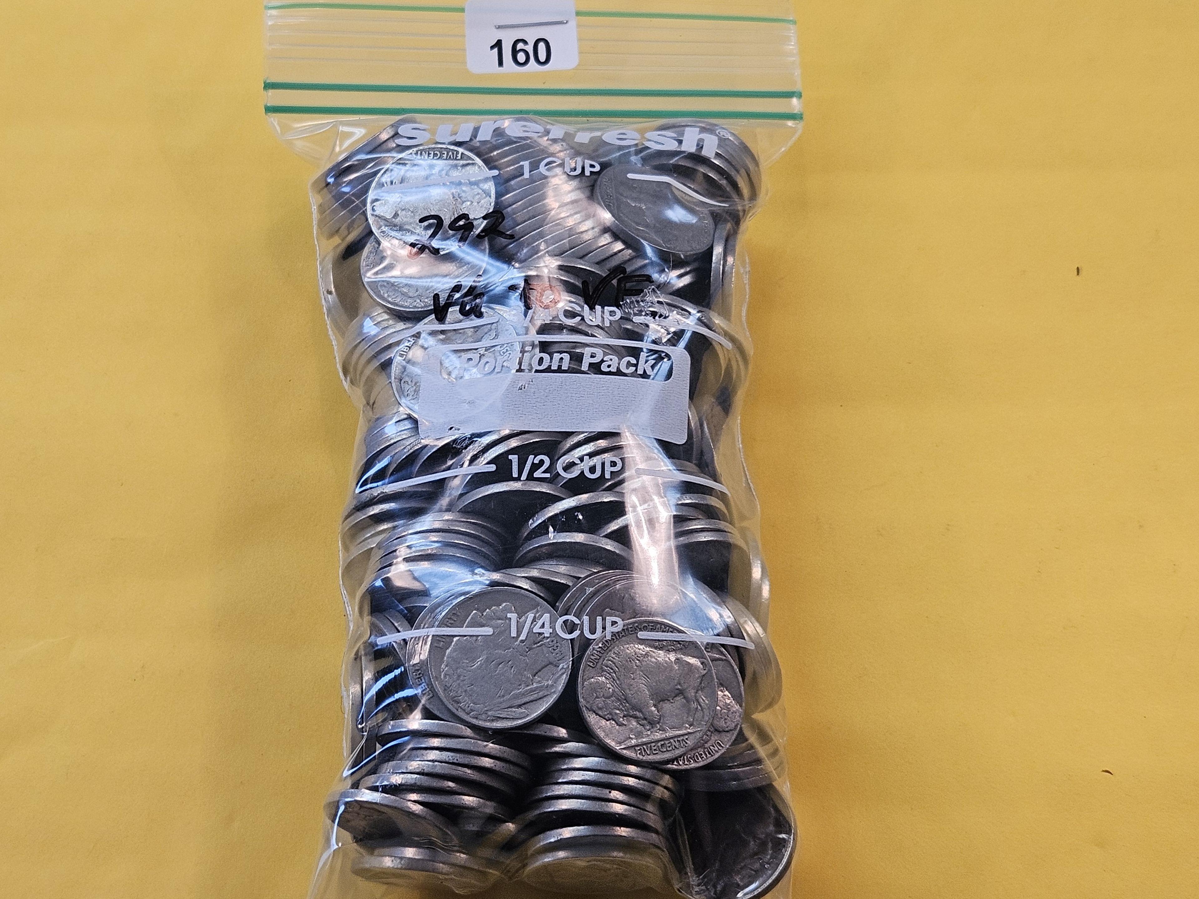 Two hundred ninety-two Very Good - Very Fine Buffalo Nickels