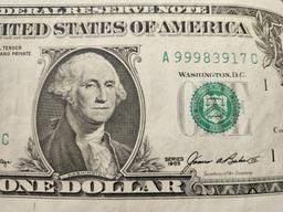 Series 1985 Uncut Sheet of One Dollar Federal Reserve Notes