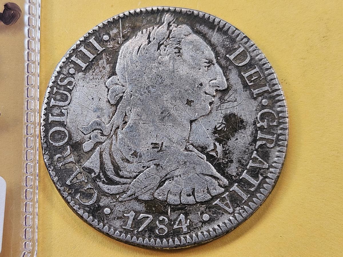 1784 Mexico Silver Eight Reals with Chop Marks in Very Fine plus