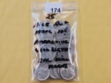 Twenty-Five About Uncirculated Mercury Silver Dimes