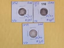 Three Seated Liberty Dimes