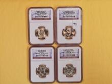 Four NGC-graded Presidential Dollars