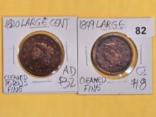 1820 Coronet Head and 1849 Braided hair Large Cents