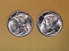 Two Very Choice Brilliant Uncirculated Mercury Dimes