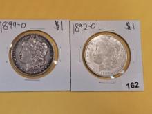 Two Better Date Morgan Silver Dollars