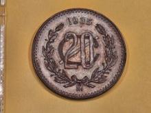 1935 Mexico 20 centavo in Choice Brown Uncirculated