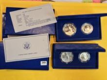 Two GEM 1986 Commemorative Silver Dollar Coin Sets