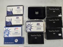 Ten mixed US Proof Sets