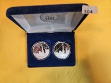 Two GEM Proof Deep Cameo Commemorative Silver Rounds