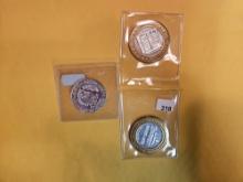 Three Ten Dollar .999 fine Silver Center Casino Gaming Tokens