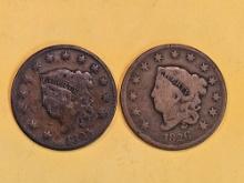 1825 and 1826 Coronet Head Large Cents