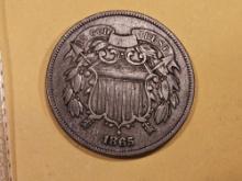 1865 Two Cent piece