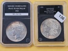 Two Different Designs of US Silver Dollars