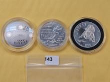 Three US Commemorative Silver Dollars